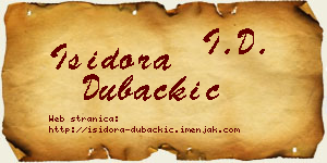 Isidora Dubačkić vizit kartica